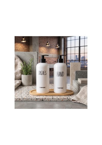Homea Homéa Bambu Sunum Altlıklı 2'li Beyaz Renk Hands Dishes Sabunluk Seti
