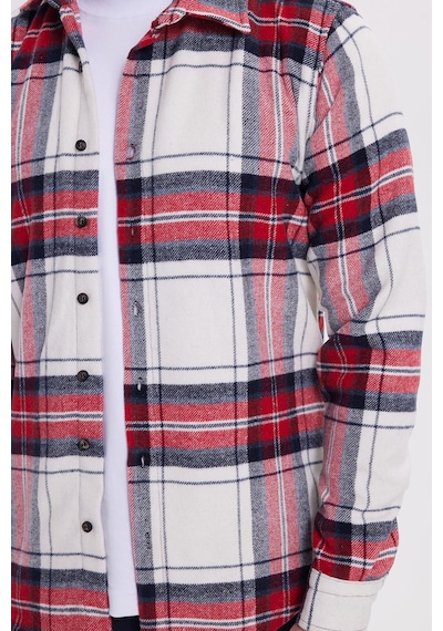 Tudors Erkek Slim Fit Dar Kesim Kareli Kışlık Oduncu Gömlek-42097 Çok Renkli