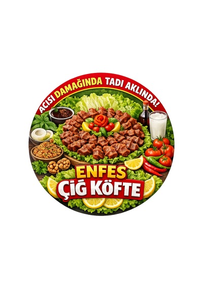 Mayeka Çiğ Köfte Dükkanı İçin Duvar Kapı Tablo Süsü Ahşap Askılı Pano Tabela No 5