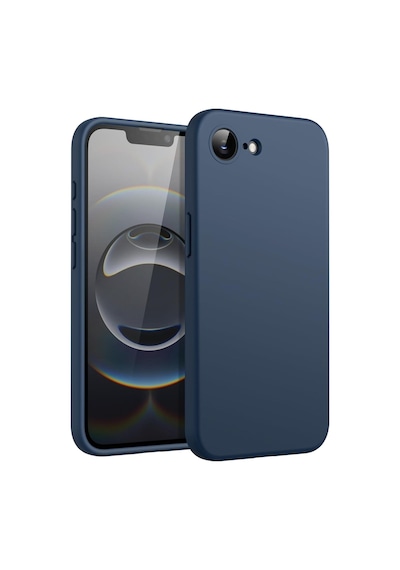 Fibaks iPhone 16e/17e Uyumlu Kılıf Kadife Lansman Soft Yumuşak Liquid Silikon Kamera Korumalı Kapak Lacivert