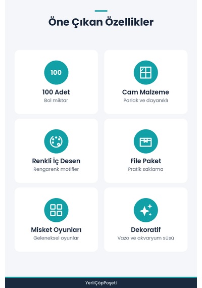100'lü Misket Seti - Cam Bilye - File Paket Standart