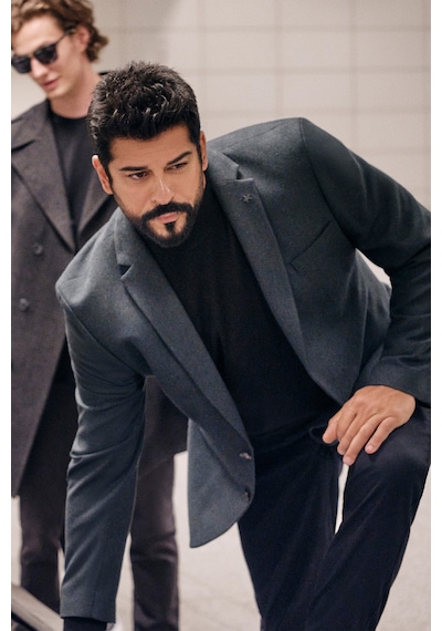 AC&Co / Altınyıldız Classics Erkek Yeşil Slim Fit Dar Kesim Mono Yaka Desenli Yünlü Ceket AC&Co / Altınyıldız Classics Erkek Yeşil Slim Fit Dar Kesim Mono Yaka Desenli Yünlü Ceket