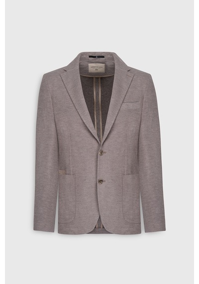 Erkek Acı Kahverengi Slim Fit Dar Kesim Mono Yaka Armürlü Torba Cepli Ceket Acı Kahverengi