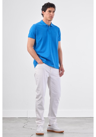 Dufy Saks Düz Erkek T-shirt - Slim Fit Saks