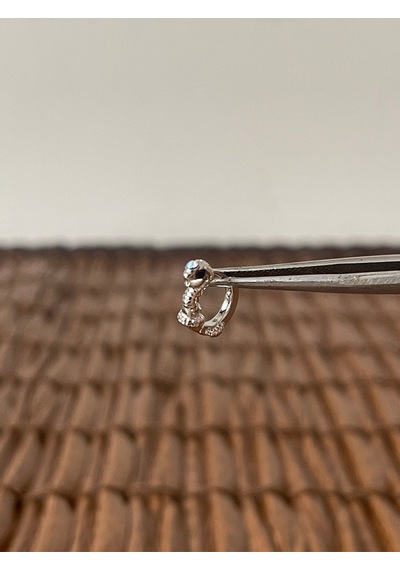 Pirinç Rodyum Kaplama Yılan Kobra Kıkırdak Helix Tragus Piercingi Gümüş