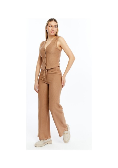 Selectmoda Kadın Kolsuz Triko Takım Kahverengi