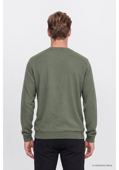 Ac&Co / Altınyıldız Classics  Erkek Hakı 2 İplik Sıcak Tutan Standart Fit Normal Kesim Bisiklet Yaka Sweatshirt Hakı Haki