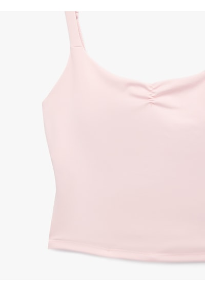 Koton U Yaka Slim Fit Büzgülü Askılı Sporcu Atleti Pembe 6sak30138nk Gül