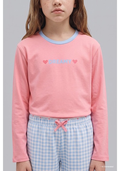 Defacto %100 Pamuk Bisiklet Yaka Uzun Koıllu Pijama Üstü Esnek Belli Uzun Pijama Altı 2li Pijama Takımı I2283a826aupn323 Pembe-pn323