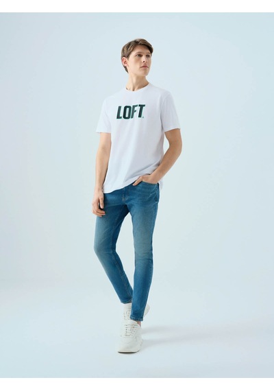 Loft Regular Fit Beyaz-yeşil Erkek T-shirt Lf2040075 Beyaz - Yeşil