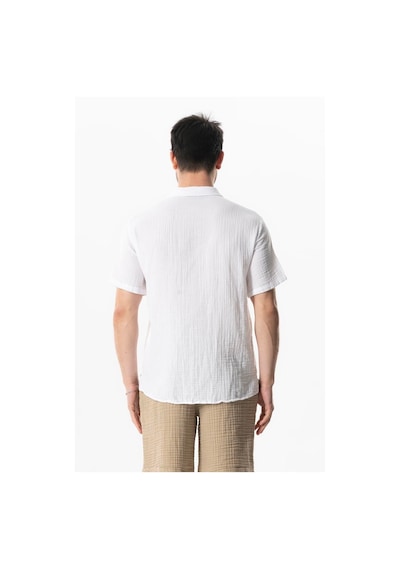 Kısa Kol Polo Yaka Müslin Yazlık Tshirt Beyaz Byz Beyaz