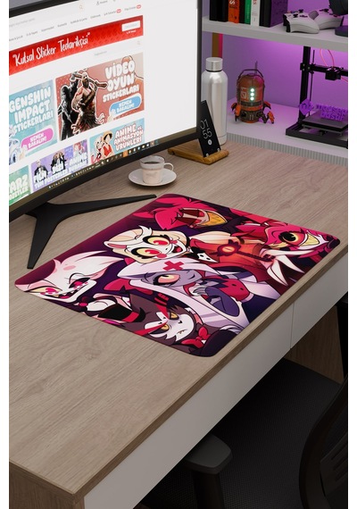 Hazbin Hotel Kaymaz Dikişli Kauçuk Oyuncu Mousepad V2 - 48x40 Xl Gaming Mouse Pad Fare Altlığı