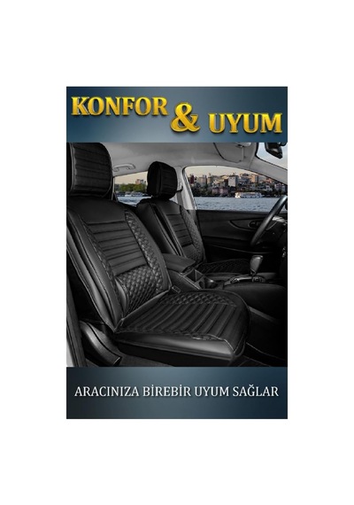 Tr Peugeot 5008 İle Uyumlu 3 Tekli Lüx Deri Oto Koltuk Kılıfı Ön Arka Takım Safir Tam Siyah Genel