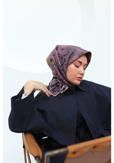 Silk Home Twill İpek Eşarp 11455-16 Siyah, Gümüş, Funda Pembe, Sarı