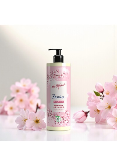 Zanou Cherry Blossom Vücut Losyonu Çiçeksi Koku & Yoğun Nemlendirici & Vegan 400 Ml