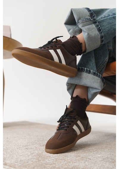 Daxtors Garantili Agnus Günlük Ortopedik Kadın Sneaker Spor Ayakkabı Kahverengi