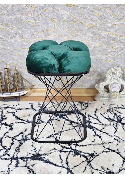 Kare Siyah Boyalı Mavi Puf & Bench Puf Oturak - Bench - Ayak Ucu 001