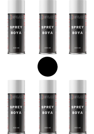 6 Adet Ral 9005 Mat Siyah Sprey Boya 400 Ml.