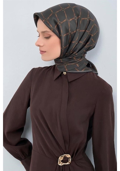 Armine İpek Eşarp 2026 Yaz - 9538-54 Füme Turuncu Sura