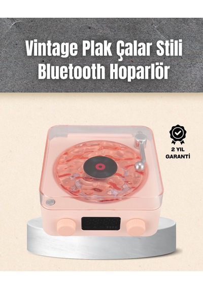 Retro Bluetooth Hoparlör - Yumuşak Gece Lambası Ve Saat Göstergeli