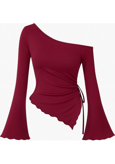 Meren Like Your Style Bordo Uzun Kollu Asimetrik Yaka Drapeli Yan Bağlamalı Bahar Sonbahar Bluz Üst Bordo Meren Like Your Style Bordo Uzun Kollu Asimetrik Yaka Drapeli Yan Bağlamalı Bahar Sonbahar Bluz Üst Bordo