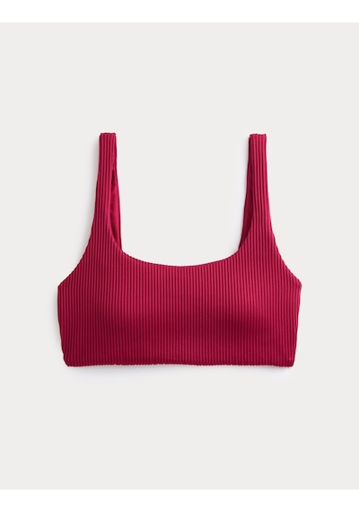 Marks & Spencer Dokulu Scoop Yaka Bikini Üstü Bordo