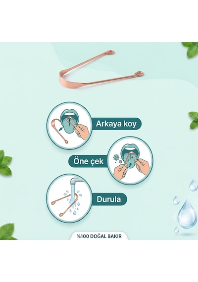 %100 Saf Bakır Dil Sıyırıcı Temizleyici Paslanmaz Ağız Bakım Aparatı Ayurvedik Dil Kazıyıcı Çubuğu