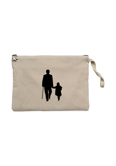 Atatürk'ün Çocuk Sevgisi Krem Clutch Astarlı Cüzdan / El Çantası