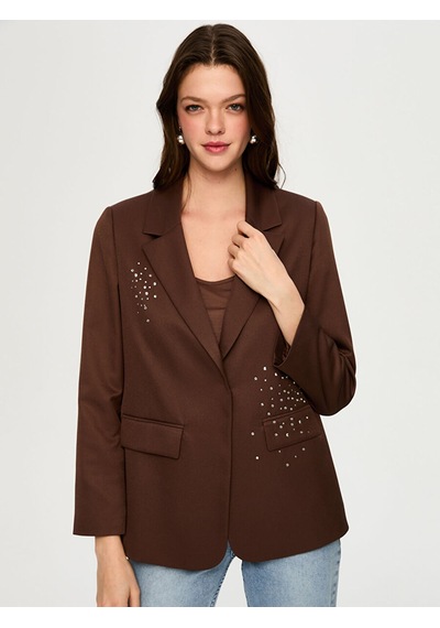 Taş Süslemeli Blazer Ceket S26ckt028 Us26ckt02830 Kahve