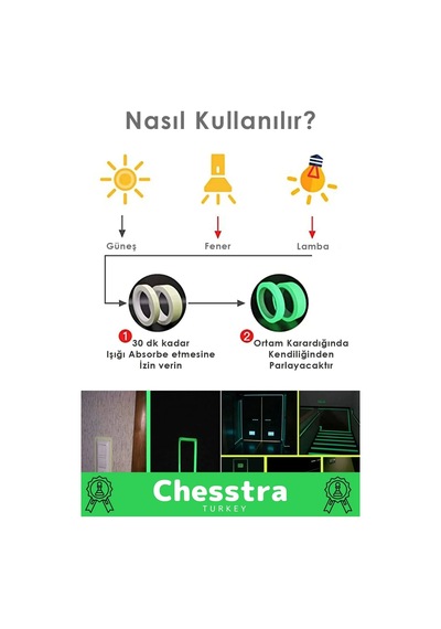 Karanlıkta Işık Veren Yansıyan Kendinden Yapışkanlı Reflektör Yeşil Şerit Fosfor Neon Bant 4 Metre
