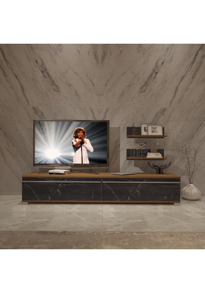 Decoraktiv Eko 4 Mdf Std Tv Ünitesi Tv Sehpası Ceviz - Siyah Mermer
