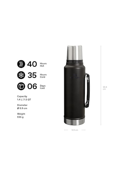 Classic Legendary Vakumlu Termos 1.4 Litre - Siyah 2.0 Paslanmaz Çelik
