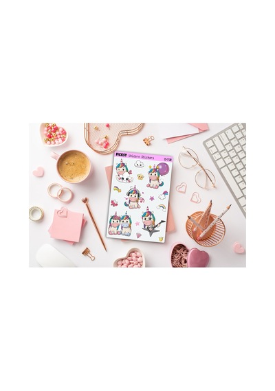 Unicorn Tek Boynuzlu At Sticker Seti - 15 Adet Etiket Çıkartma Diğer