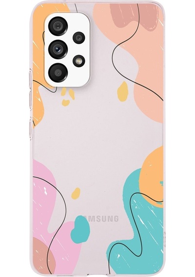 Samsung Galaxy A53 Uyumlu Kapak Karışık Renkler Tasarımlı Şeffaf Silikon Kılıf