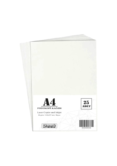 A4 Kağıdı 80 G/m Beyaz Fotokopi Kağıdı - 25 Adet