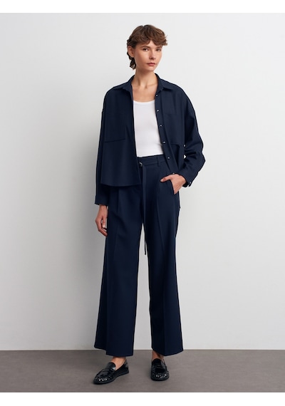 Dilvin 72180 Kemerli Geniş Paça Pantolon-lacivert Lacivert
