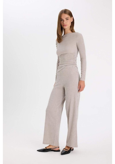 Defacto Wide Leg Bürümcük Pantolon D5141AX24AUGR302 Gri