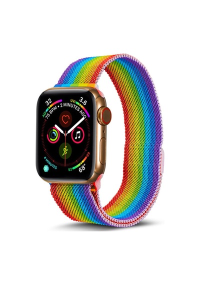 Apple Watch 38mm Uyumlu Metal Mıknatıslı Kordon - Gökkuşağı