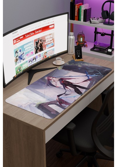 Rosaria Genshin Impact Anime Oyuncu V2 - 90x40 Xxl Gaming Mouse Pad Fare Altlığı