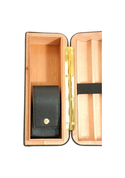 Cohiba Dahili Çakmak Siyah Deri Puro Taşıma Çantası & Seyahat Humidoru