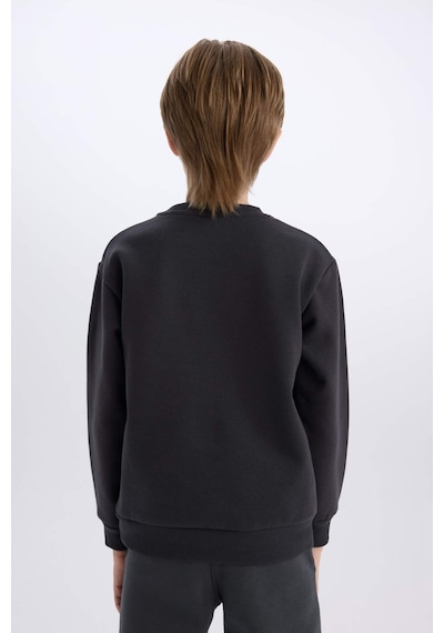 DeFacto Erkek Çocuk Bisiklet Yaka Baskılı Kalın Sweatshirt D3038A824WNAR206