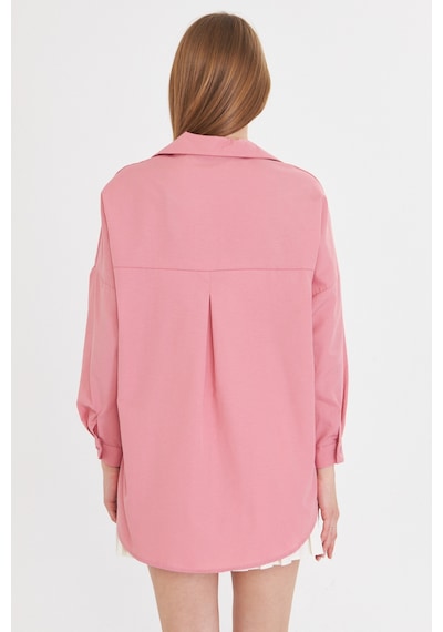 Armonika Kadın Açık Pembe Oversize Uzun Basic Gömlek Arm-22y001118