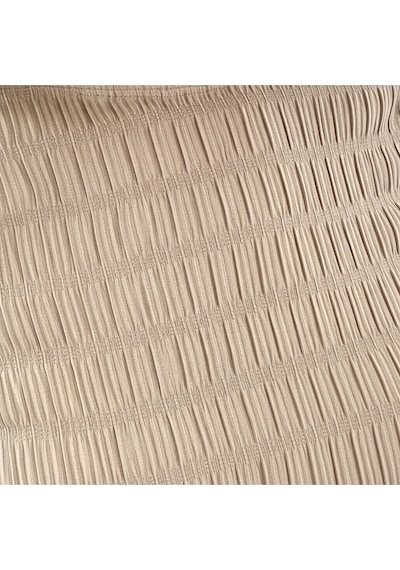 T0018 Gofreli Texture Uzun Kollu Bej Bluz