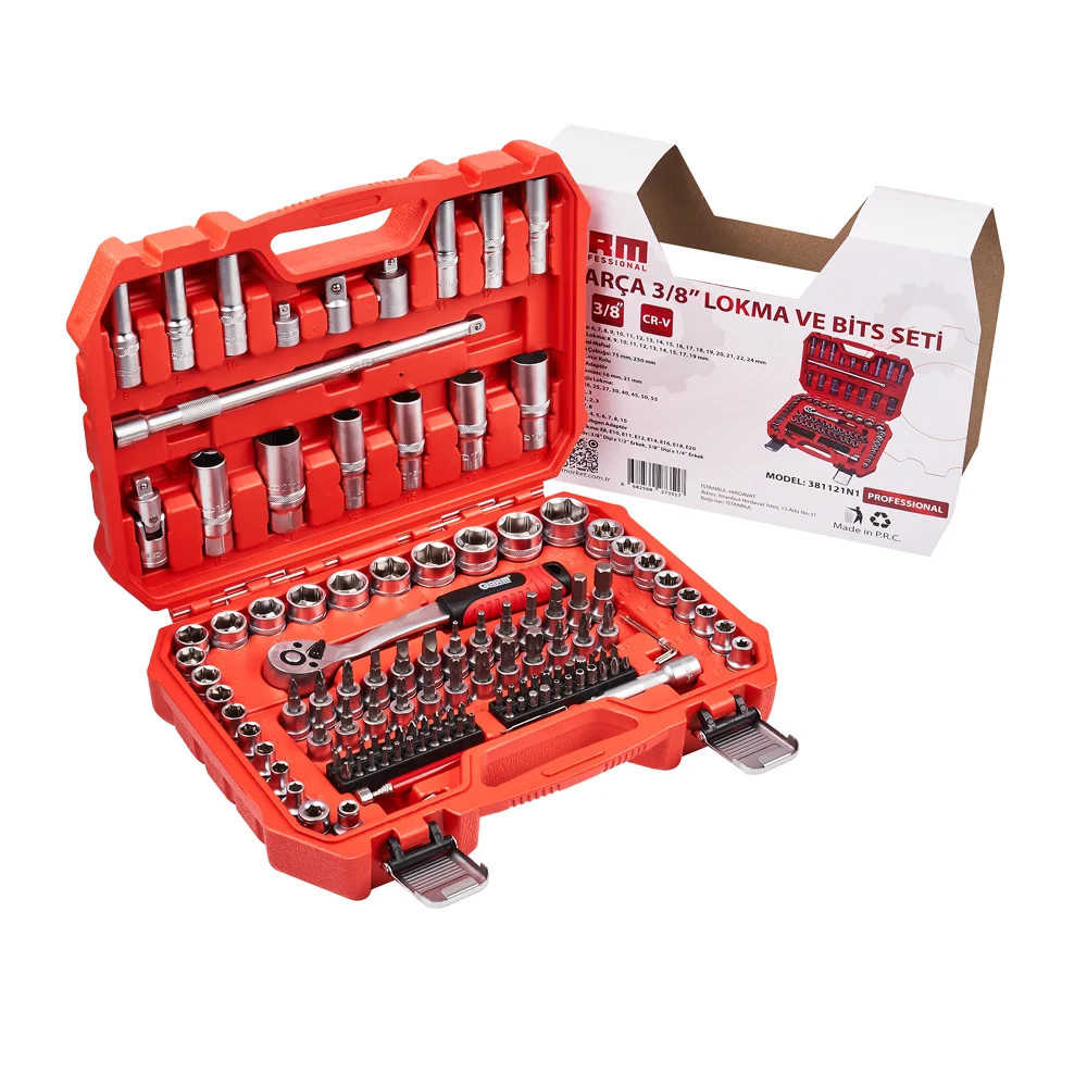 - Arm - 121 Parça 3/8 Profesyonel Lokma Takımı Ve Bits Seti