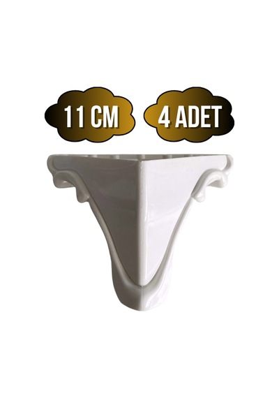 Lükens Şeritli 11cm Plastik Ayak Mobilya Masa Ve Dolap Ayağı Beyaz 11cm 4 Adet Beyaz