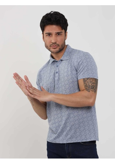 Dufy Mavi Erkek Slim Fit Jakarlı Polo Yaka Tshirt - 105229-mavi Mavi