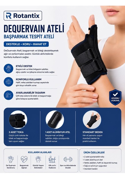 Tr Başparmak Tespit Ateli, De Quervain Tendon İltihabı İçin Alüminyum Balenli Sabitleyici Bileklik, Anne Bileği V