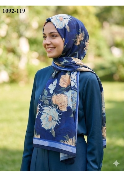 Velscarfs Soft Pamuk Şal Lacivert 1092-119 Çok Renkli