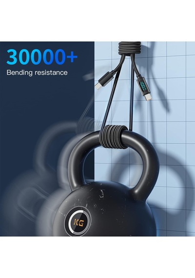 Valkyrie 100W-K 5 A 1 M Dijital Ekran Type-C To Type-C Hızlı Data Şarj Kablosu