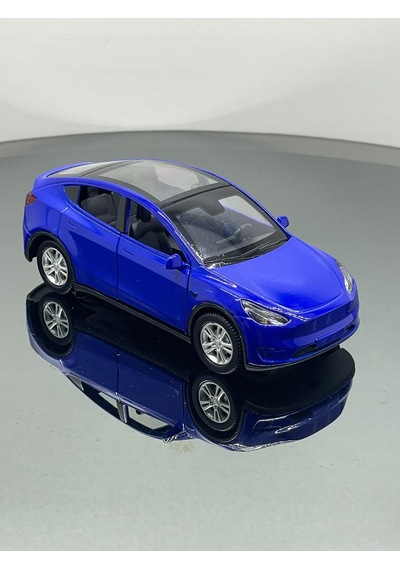 Tesla Model Y Koleksiyonluk Metal Sesli Işıklı Diest Car Oyuncak Model Araba 12 Cm - Mavi